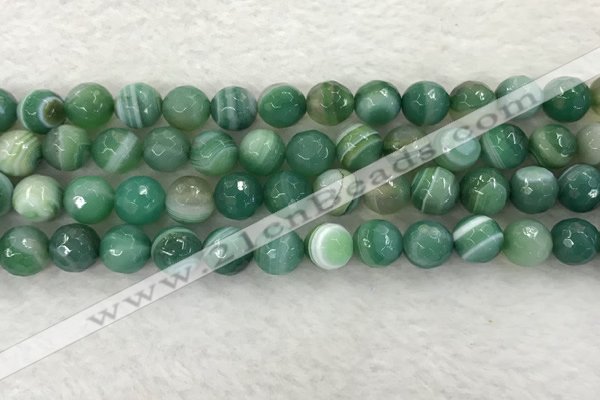 CAA2280 15.5 inches 10mm faceted round banded agate beads