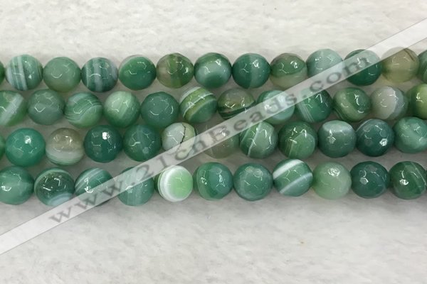 CAA2281 15.5 inches 12mm faceted round banded agate beads