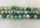 CAA2282 15.5 inches 14mm faceted round banded agate beads