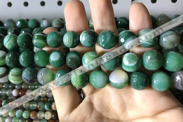 CAA2289 15.5 inches 12mm faceted round banded agate beads