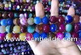 CAA2297 15.5 inches 14mm faceted round banded agate beads