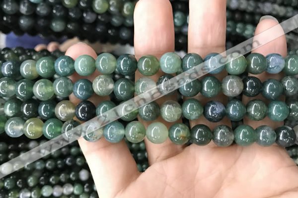 CAA2358 15.5 inches 8mm round moss agate beads wholesale