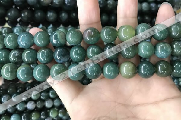 CAA2360 15.5 inches 12mm round moss agate beads wholesale