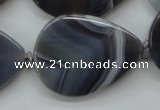 CAA237 15.5 inches 30*40mm flat teardrop grey line agate beads