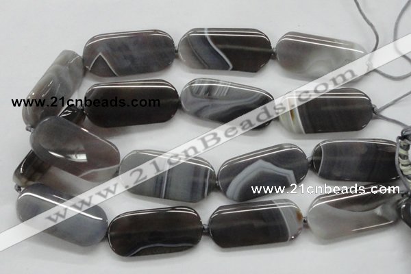 CAA239 15.5 inches 25*50mm rectangle grey line agate beads