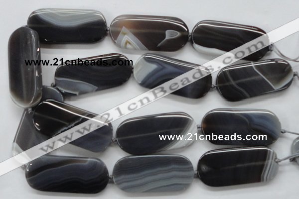 CAA240 15.5 inches 25*55mm rectangle grey line agate beads