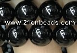 CAA2405 15.5 inches 10mm round black agate beads wholesale