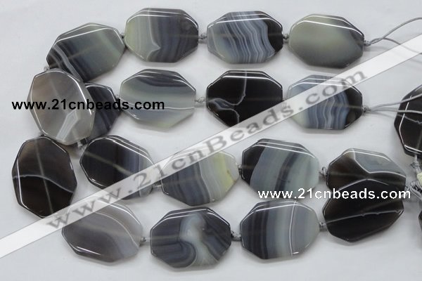 CAA241 15.5 inches 30*40mm octagonal grey line agate beads