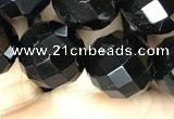 CAA2421 15.5 inches 16mm faceted round black agate beads wholesale