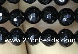 CAA2425 15.5 inches 4mm faceted round black agate beads wholesale