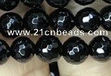 CAA2427 15.5 inches 8mm faceted round black agate beads wholesale
