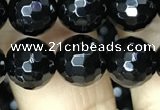 CAA2428 15.5 inches 10mm faceted round black agate beads wholesale