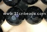 CAA2432 15.5 inches 18mm faceted round black agate beads wholesale