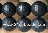 CAA2439 15.5 inches 8mm faceted round matte black agate beads