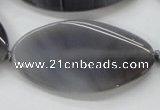 CAA244 15.5 inches 25*50mm twisted oval grey line agate beads