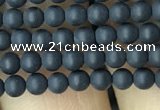 CAA2445 15.5 inches 2mm round matte black agate beads wholesale