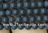 CAA2446 15.5 inches 3mm round matte black agate beads wholesale