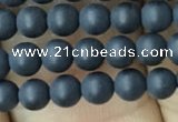 CAA2447 15.5 inches 4mm round matte black agate beads wholesale