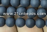 CAA2448 15.5 inches 6mm round matte black agate beads wholesale