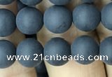 CAA2449 15.5 inches 8mm round matte black agate beads wholesale