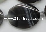 CAA245 15.5 inches 30*40mm twisted oval grey line agate beads