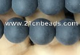 CAA2451 15.5 inches 12mm round matte black agate beads wholesale