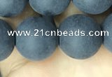 CAA2453 15.5 inches 16mm round matte black agate beads wholesale