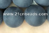 CAA2455 15.5 inches 20mm round matte black agate beads wholesale