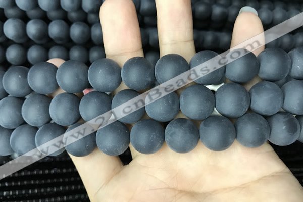 CAA2455 15.5 inches 20mm round matte black agate beads wholesale