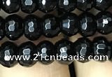 CAA2469 15.5 inches 4*6mm faceted rondelle black agate beads