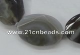 CAA247 15.5 inches 22*32mm faceted oval grey line agate beads