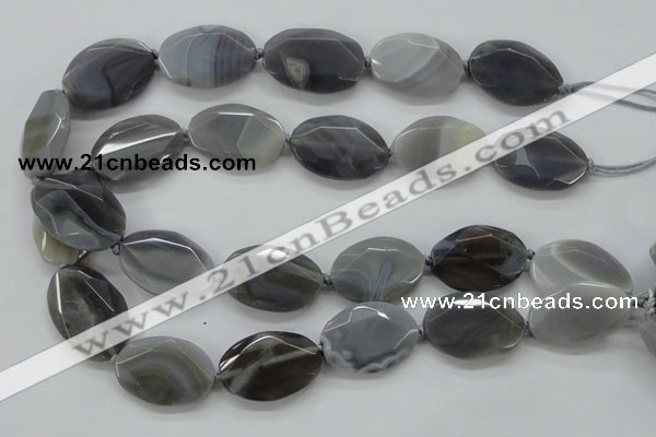 CAA247 15.5 inches 22*32mm faceted oval grey line agate beads