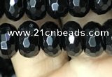 CAA2471 15.5 inches 6*10mm faceted rondelle black agate beads