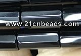 CAA2476 15.5 inches 6*16mm faceted tube black agate beads