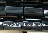 CAA2479 15.5 inches 10*14mm faceted tube black agate beads