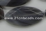 CAA249 15.5 inches 26*50mm faceted oval grey line agate beads