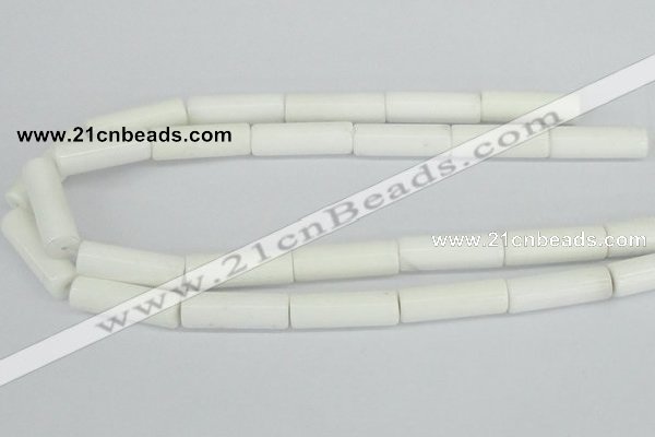 CAA25 15.5 inches 10*30mm cylinder white agate gemstone beads