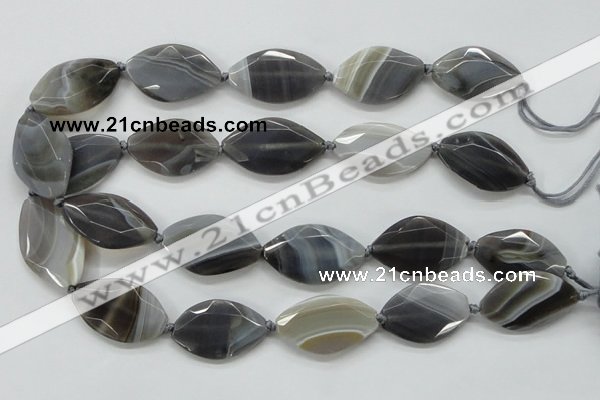 CAA250 15.5 inches 22*30mm faceted marquise grey line agate beads