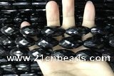 CAA2507 15.5 inches 15*30mm faceted rice black agate beads wholesale