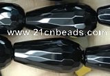 CAA2512 15.5 inches 8*16mm faceted teardrop black agate beads