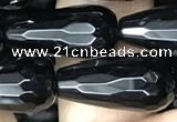 CAA2515 15.5 inches 10*20mm faceted teardrop black agate beads