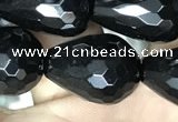 CAA2516 15.5 inches 13*18mm faceted teardrop black agate beads