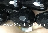 CAA2517 15.5 inches 15*20mm faceted teardrop black agate beads