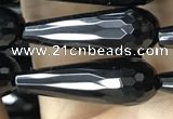 CAA2518 15.5 inches 8*25mm faceted teardrop black agate beads