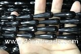 CAA2520 15.5 inches 10*30mm faceted teardrop black agate beads