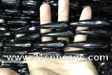 CAA2523 15.5 inches 12*50mm faceted teardrop black agate beads