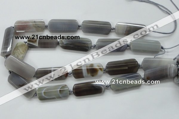 CAA253 15.5 inches 16*30mm faceted rectangle grey line agate beads