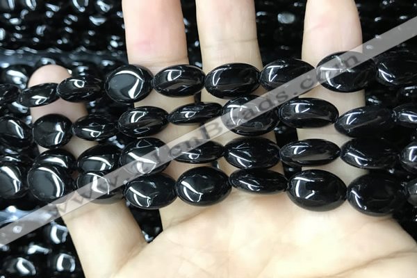 CAA2537 15.5 inches 8*12mm oval black agate beads wholesale