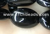 CAA2538 15.5 inches 10*14mm oval black agate beads wholesale