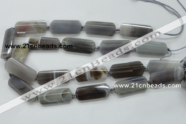 CAA254 15.5 inches 16*38mm faceted rectangle grey line agate beads